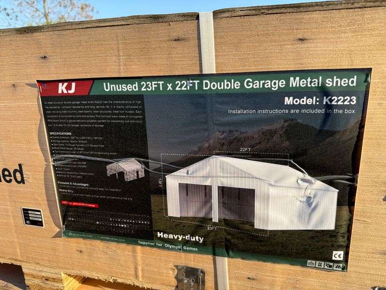 KJ Unused K2223 23ftx22ft Double Garage Metal Shed image