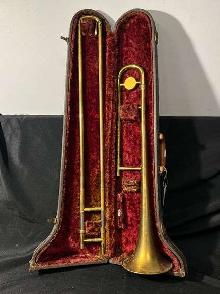 Antique Windsor Trombone Elkhart Band Instrument Co. with Original Case image
