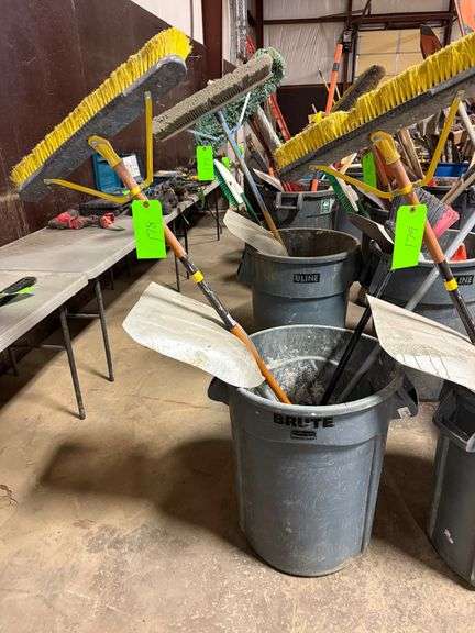 Trash Bin with Broom, Shovel, Scraper image
