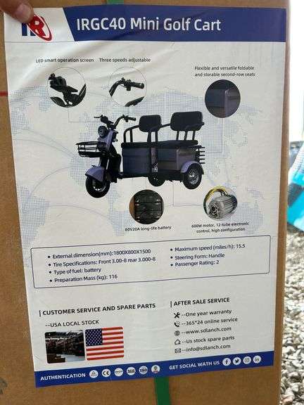 2025 IR Sdlanch Unused IRGC40 Electric Three-Wheeled Cart image