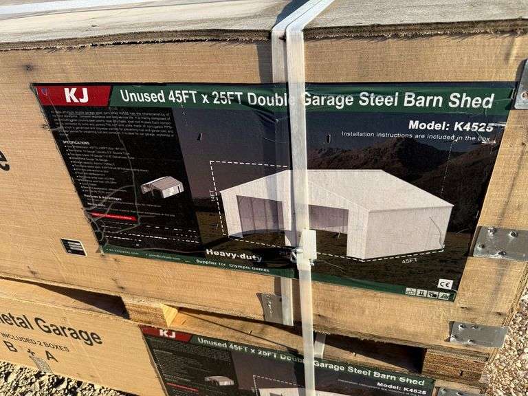 KJ Unused K4525 45ftx25ft Double Garage Steel Barn Shed image