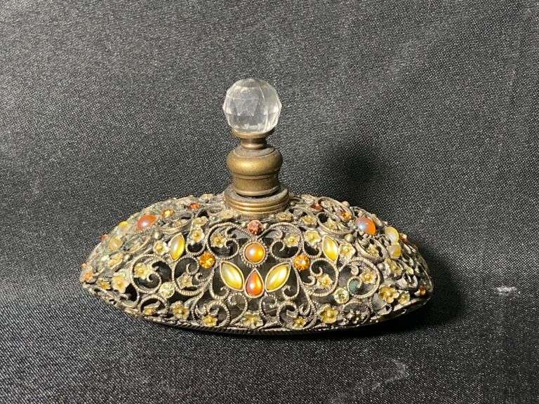 Vintage Filigree and Jewel Perfume Bottle image
