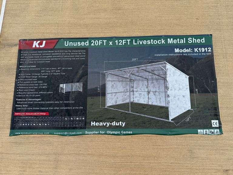 2025 KJ Unused K1912 20ft x 12ft Livestock Metal Shed image