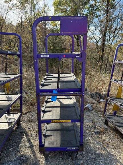 Towable Industrial 4-Tier Rolling Cart with Adjustable Top Shelf image