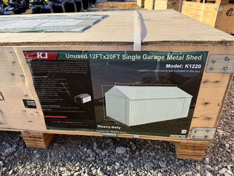 KJ Unused K1220 12ftx20ft Single Garage Metal Shed image