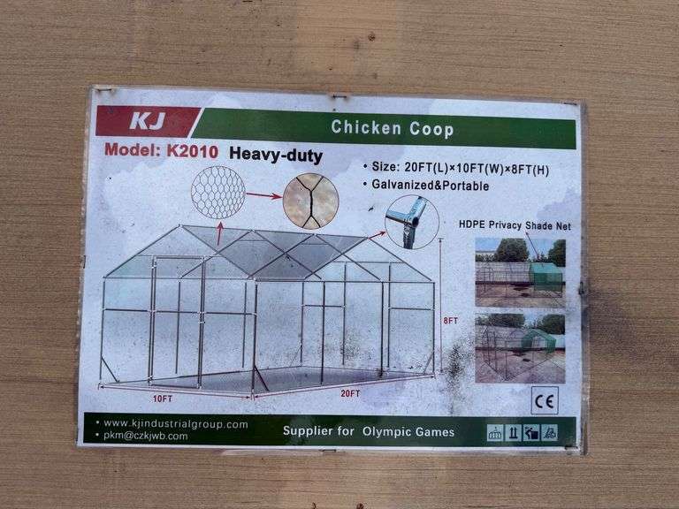 2025 KJ Unused K2010 20ft x 10ft x 8ft(T) Chicken Coop image