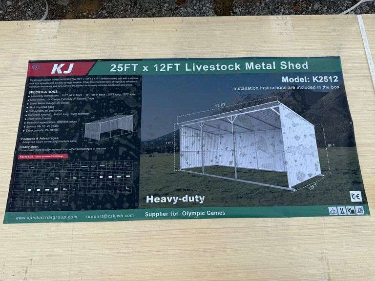 2025 KJ Unused K2512 25ft x 12ft Livestock Metal Shed image
