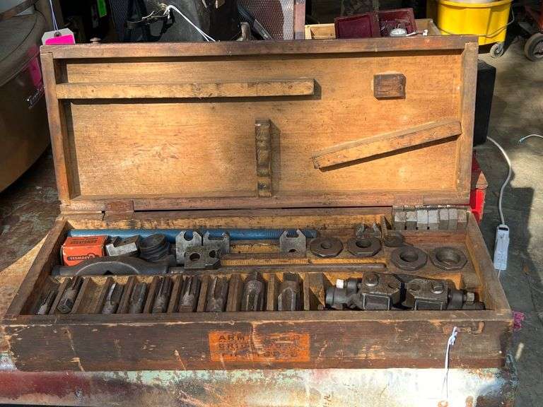Lot - Tap and Die Tools in Wooden Box image