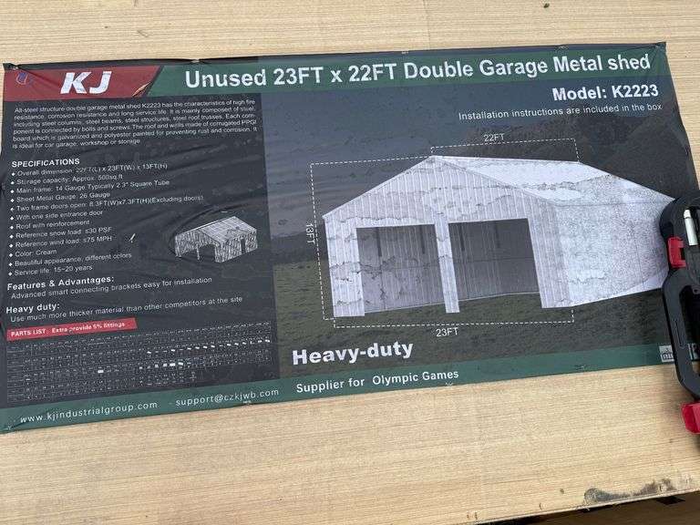 2025 KJ Unused K2223G 23ft x 22ft Double Garage Metal Shed image