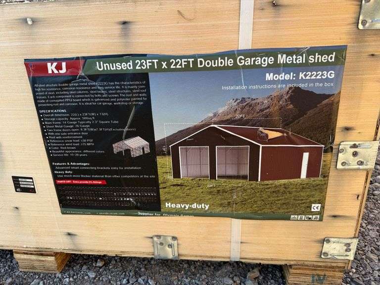 KJ Unused K2223G 23ftx22ft Double Garage Metal Shed image
