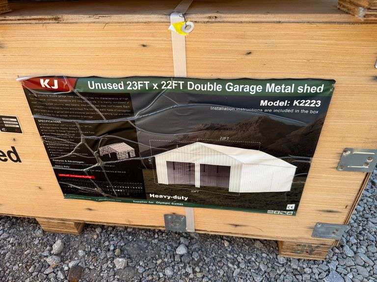 KJ Unused K2223 23ftx22ft Double Garage Metal Shed image
