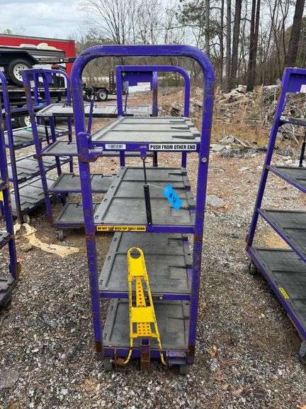 Towable Industrial 4-Tier Rolling Cart with Adjustable Top Shelf- 70in H x 47in L x 22in W image