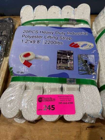(20) Heavy Duty Industrial Polyester Lifting Strap, 1.2in x 9.8ft - 2,200lb Capacity image