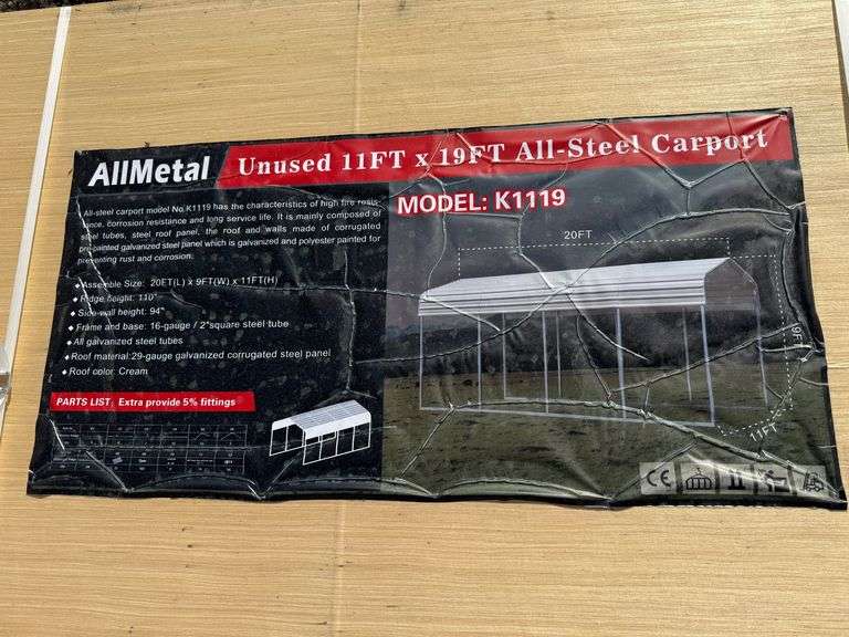 2025 AllMetal Unused K1119 11ft x 19ft All-Steel Carport image