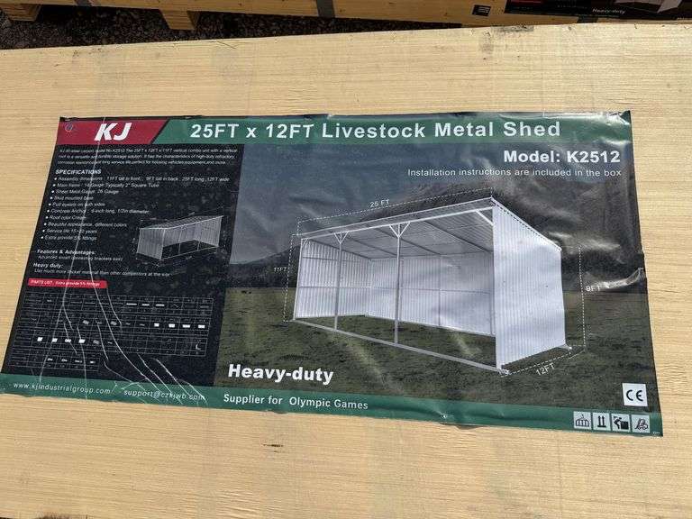 2025 KJ Unused K2512 25ft x 12ft Livestock Metal Shed image