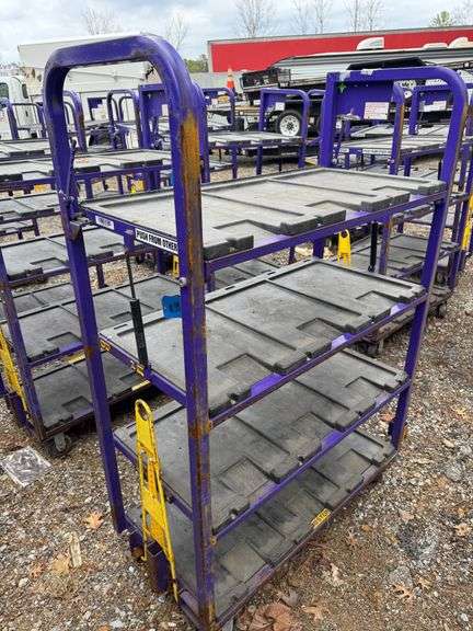 Towable Industrial 4-Tier Rolling Cart with Adjustable Top Shelf- 70in H x 47in L x 22in W image