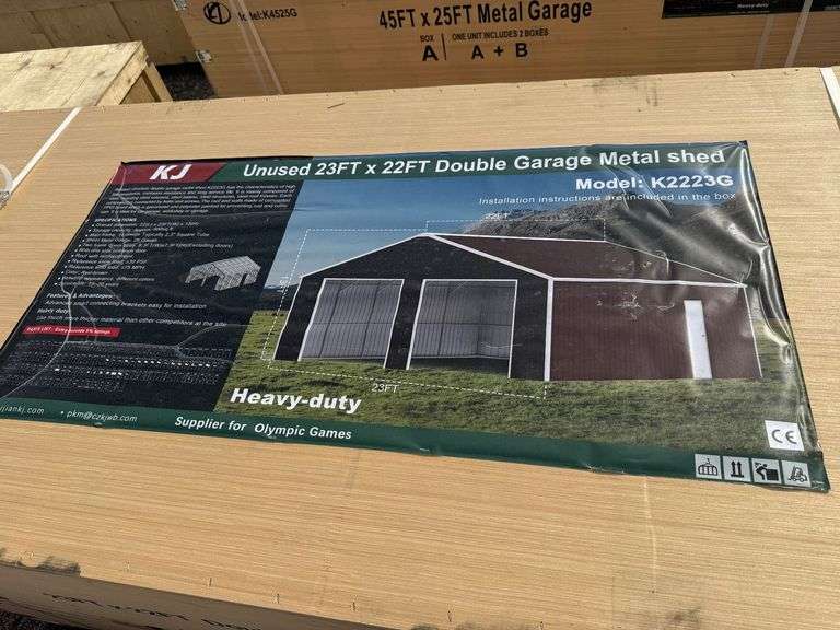 2025 KJ Unused K2223G 23ft x 22ft Double Garage Metal Shed image