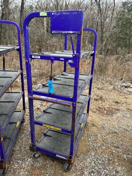 Towable Industrial 4-Tier Rolling Cart with Adjustable Top Shelf- 70in H x 47in L x 22in W image