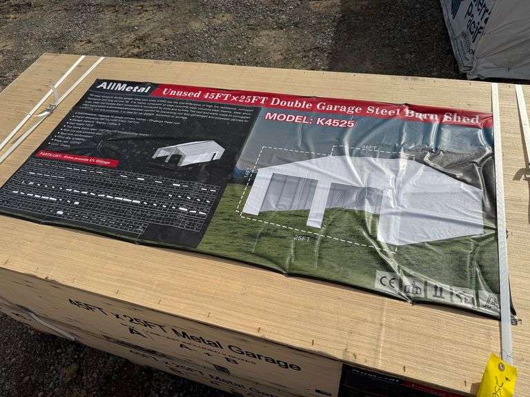 2025 AllMetal Unused K4525 45ft x 25ft Double Garage Steel Barn Shed image