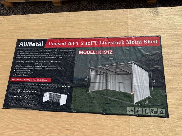 2025 AllMetal Unused K1912 20ft x 12ft Livestock Metal Shed image