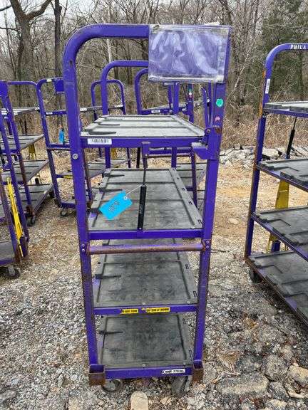 Towable Industrial 4-Tier Rolling Cart with Adjustable Top Shelf- 70in H x 47in L x 22in W image