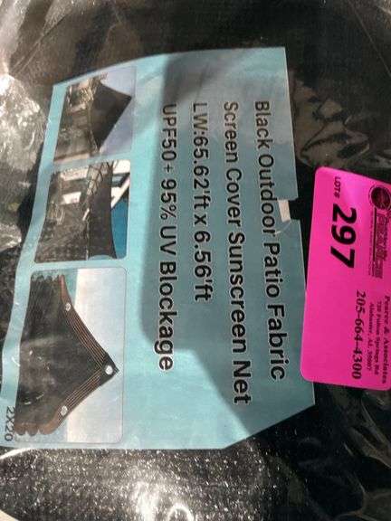 Black Outdoor Patio Fabric Screen Cover, 65.62ft x 6.56ft image