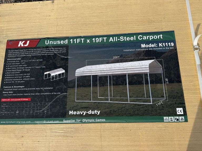 2025 KJ Unused K1119 11ft x 19ft All-Steel Carport image