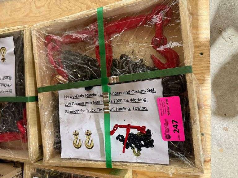 Heavy Duty Ratchet Load Binders and Chains Set image