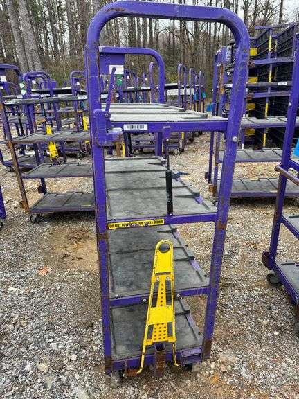 Towable Industrial 4-Tier Rolling Cart with Adjustable Top Shelf- 70in H x 47in L x 22in W image