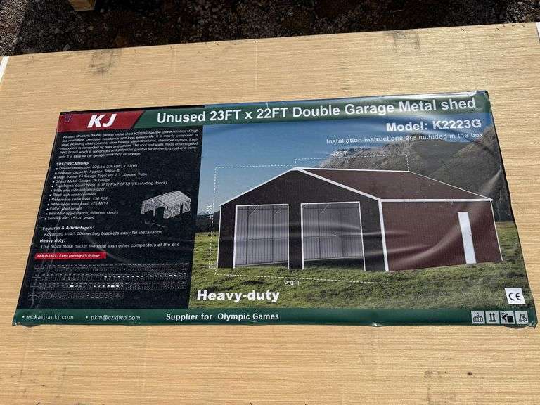 2025 KJ Unused K2223G 23ft x 22ft Double Garage Metal Shed image