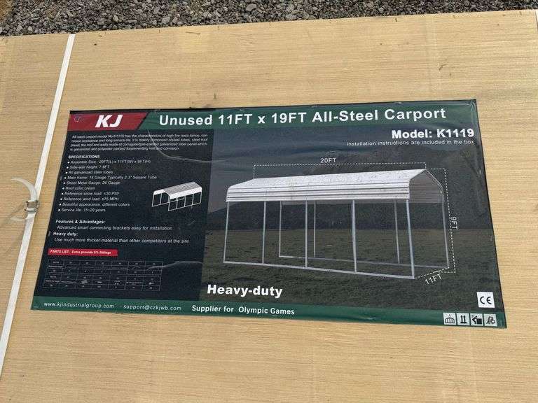 2025 KJ Unused K1119 11ft x 19ft All-Steel Carport image