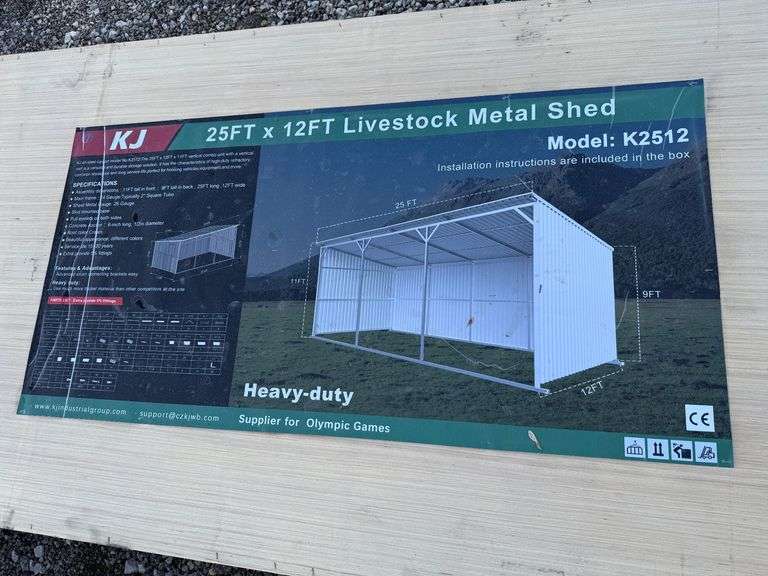2025 KJ Unused K2512 25ft x 12ft Livestock Metal Shed image
