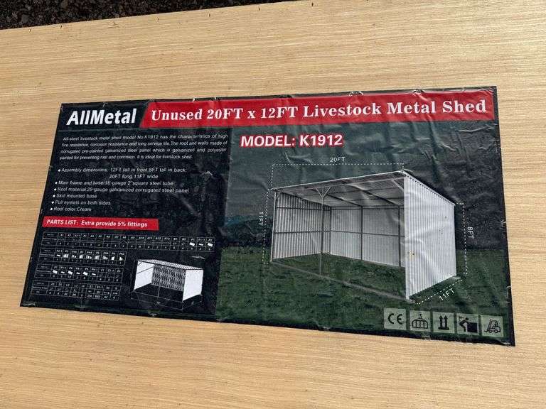 2025 AllMetal Unused K1912 20ft x 12ft Livestock Metal Shed image