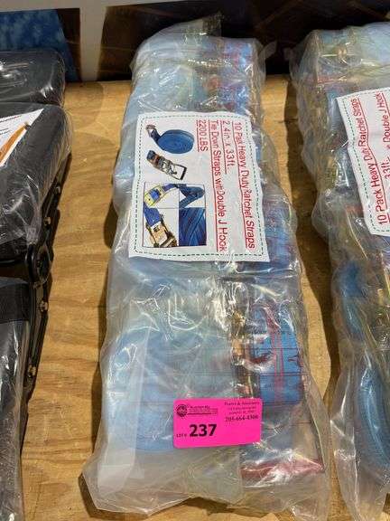 (10) Heavy-Duty Ratchet Straps with Double J-Hook Tie Down, 2.4in x 33ft image