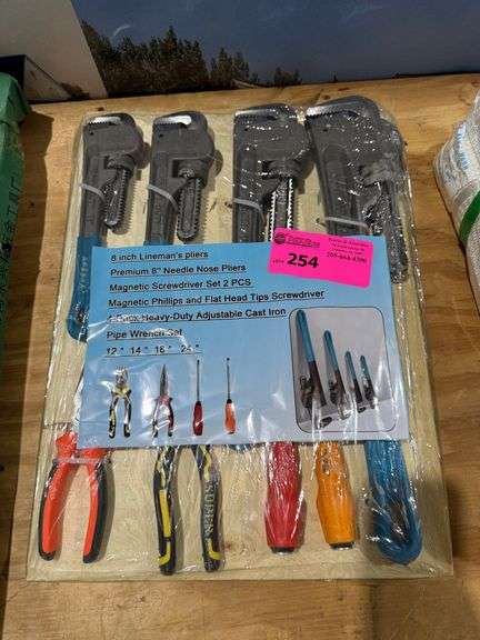 Tool Set - Pliers, Screwdrivers, Cast Iron Pipe Wrenches image