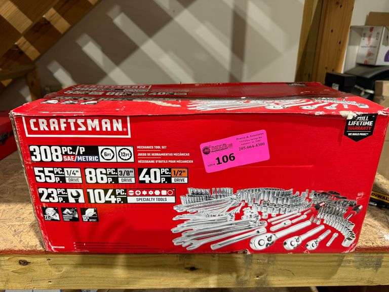 New Craftsman 308 Metric and SAE Mechanics Tool Set image