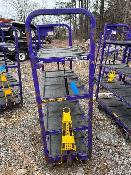 Towable Industrial 4-Tier Rolling Cart with Adjustable Top Shelf- 70in H x 47in L x 22in W image