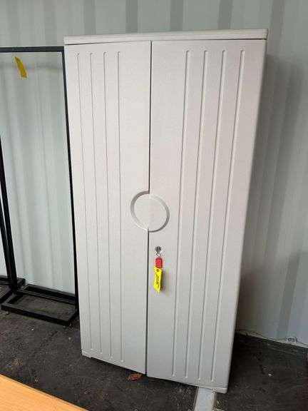 Double Door Freestanding Plastic Cabinet w/4 Adjustable Shelves image