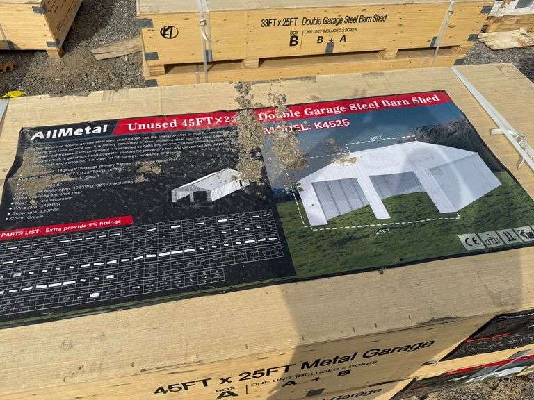 2025 AllMetal Unused K4525 45ft x 25ft Double Garage Steel Barn Shed image