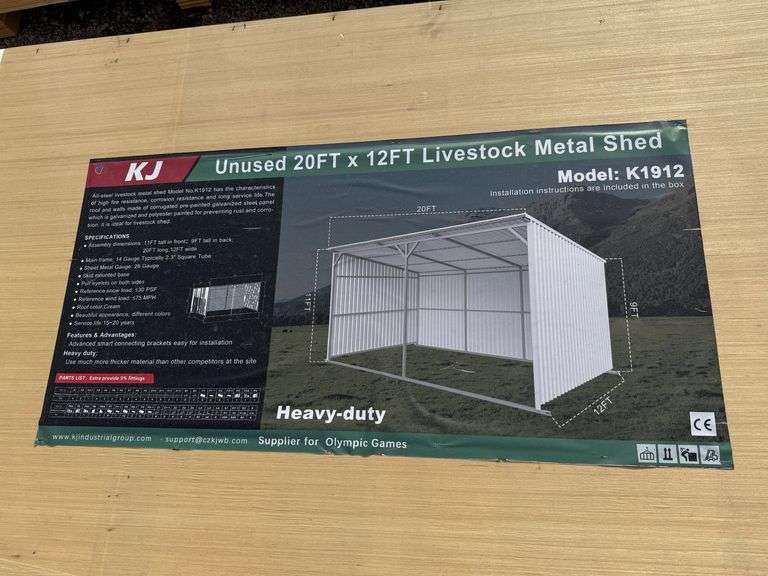 2025 KJ Unused K1912 20ft x 12ft Livestock Metal Shed image