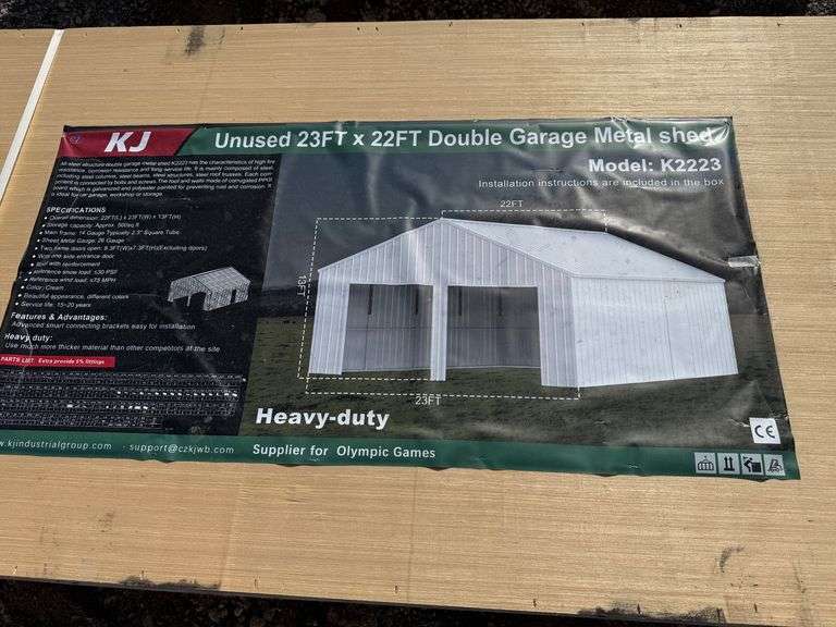 2025 KJ Unused K2223 23ft x 22ft Double Garage Metal Shed image