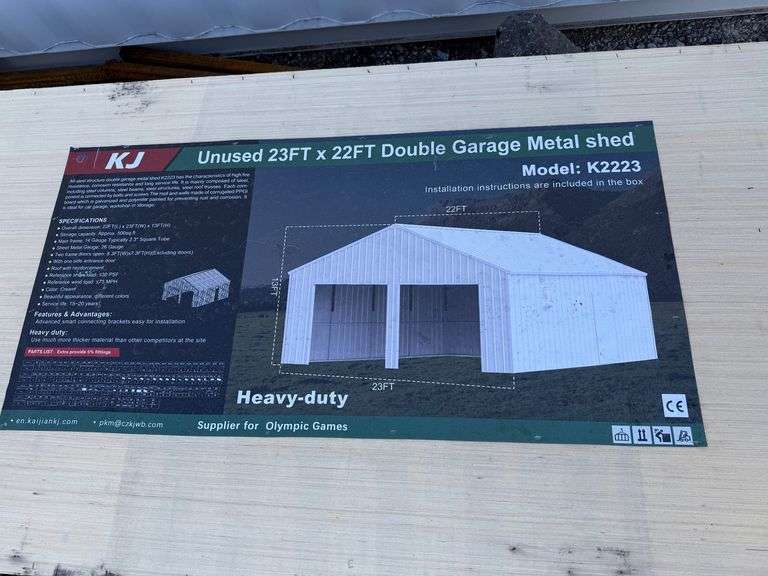 2025 KJ Unused K2223 23ft x 22ft Double Garage Metal Shed image