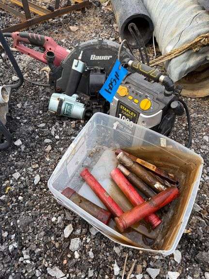 Lot - Bits, Jump Box, Coil Nailer, Saw image