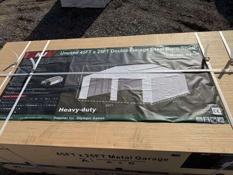 2025 KJ Unused K4525 45ft x 25ft Double Garage Steel Barn Shed image