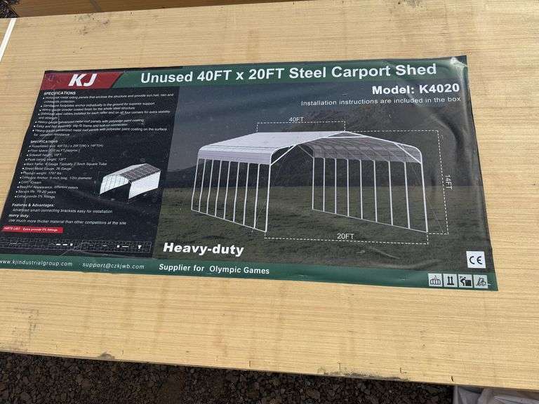 2025 KJ Unused K4020 40ft x 20ft Steel Carport Shed image