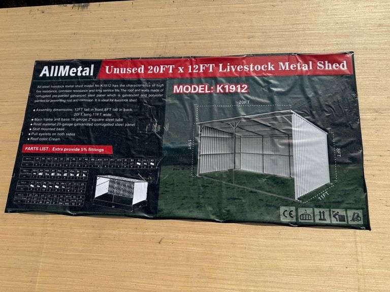 2025 AllMetal Unused K1912 20ft x 12ft Livestock Metal Shed image