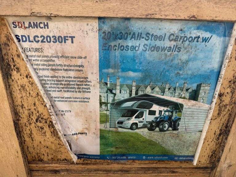 2025 SDLanch Unused SDLC2030FT All-Steel Carport with Enclosed Sidewalls image