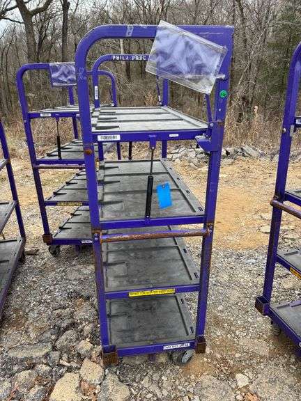 Towable Industrial 4-Tier Rolling Cart with Adjustable Top Shelf- 70in H x 47in L x 22in W image