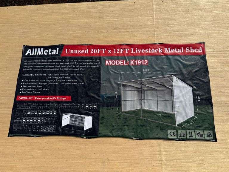 2025 AllMetal Unused K1912 20ft x 12ft Livestock Metal Shed image