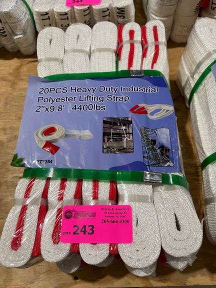 (20) Heavy Duty Industrial Polyester Lifting Strap, 2in x 9.8ft - 4,400lb Capacity image